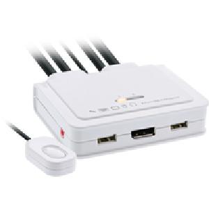 InLine KVM Switch - 2-fach - Displayport 1.2 - 4K - USB - mit Audio - integr. Kabel